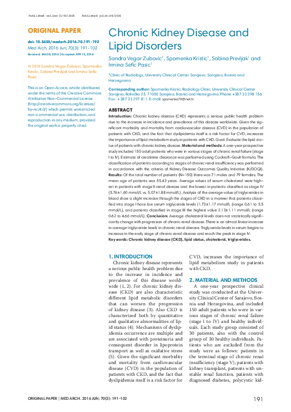 (PDF) Chronic Kidney Disease and Lipid Disorders