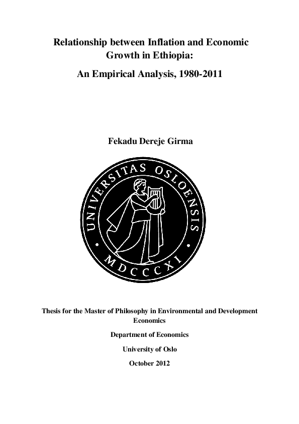 (PDF) Relationship between Inflation and Economic Growth in Ethiopia ...