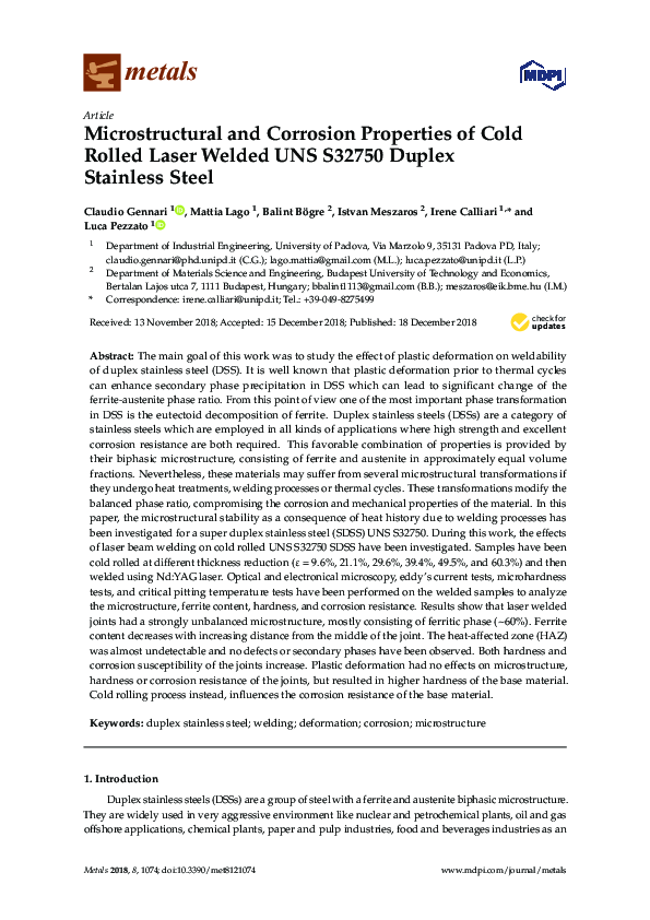 (PDF) Microstructural and Corrosion Properties of Cold Rolled Laser ...