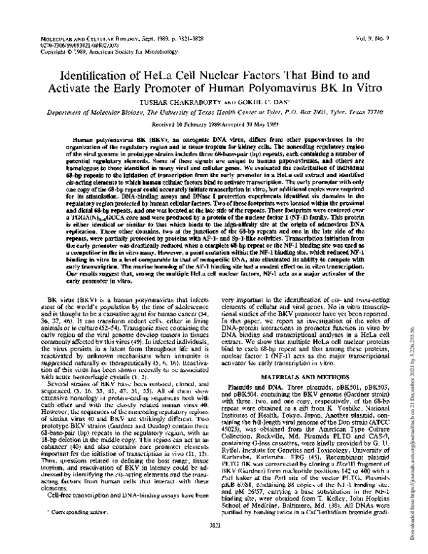 (PDF) Identification of HeLa cell nuclear factors that bind to and ...
