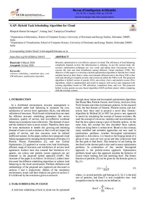(PDF) GAP: Hybrid Task Scheduling Algorithm for Cloud