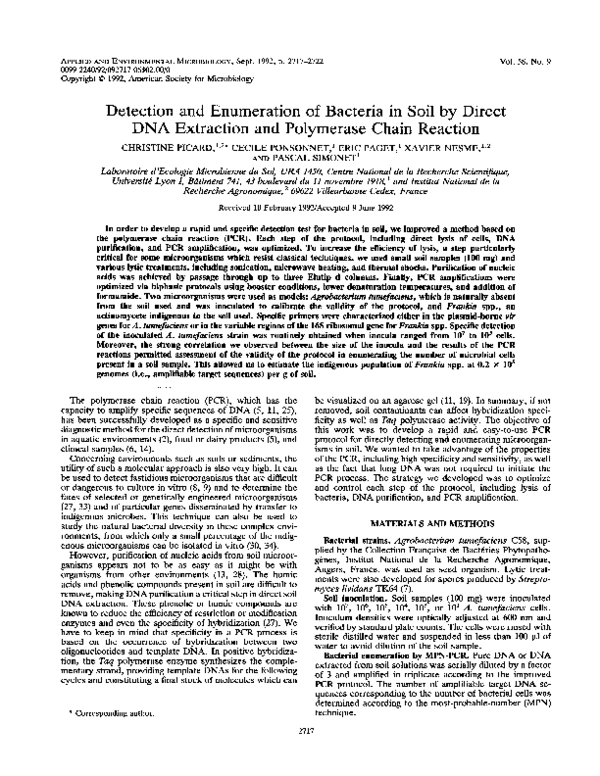 (PDF) Detection and enumeration of bacteria in soil by direct DNA ...