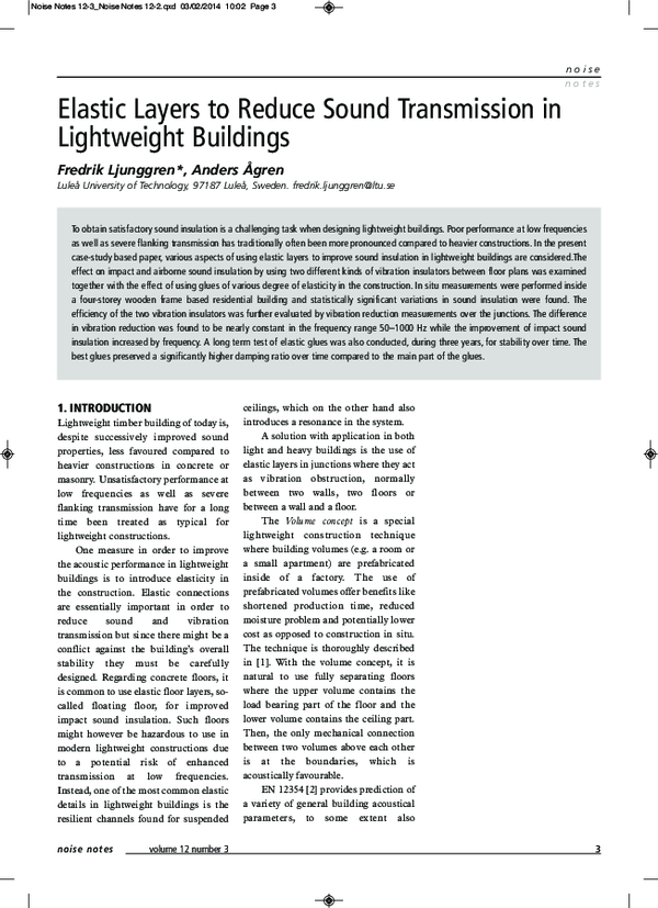 (PDF) Elastic Layers to Reduce Sound Transmission in Lightweight Buildings