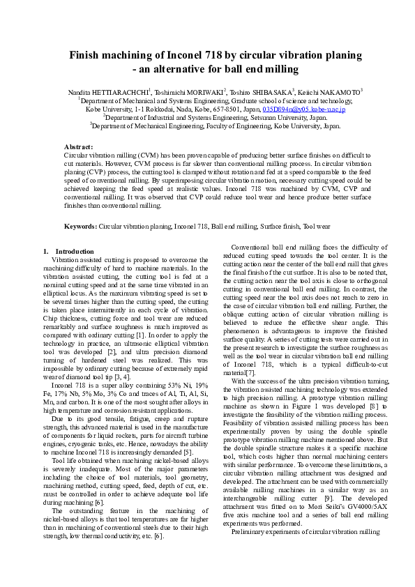 (PDF) Finish machining of Inconel 718 by circular vibration planing ...