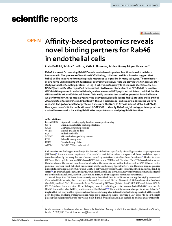 (PDF) Affinity-based proteomics reveals novel binding partners for ...