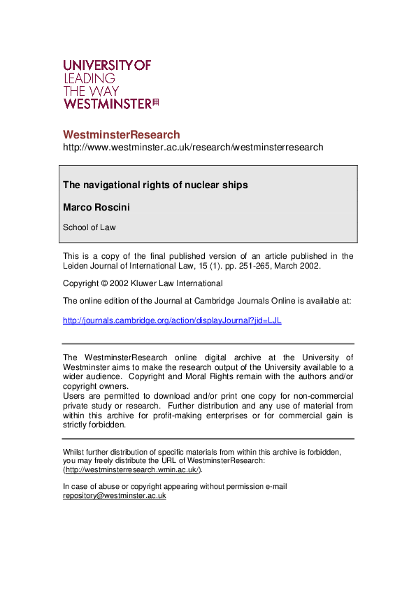 (PDF) The Navigational Rights of Nuclear Ships
