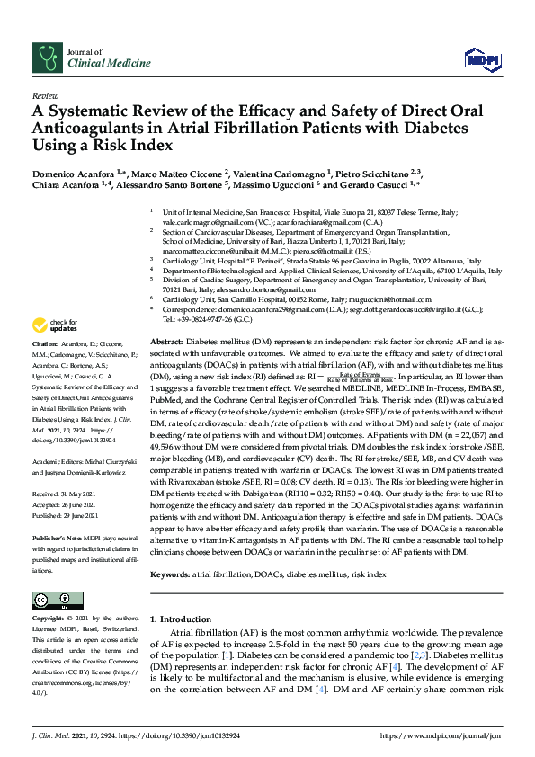 (PDF) A Systematic Review of the Efficacy and Safety of Direct Oral ...