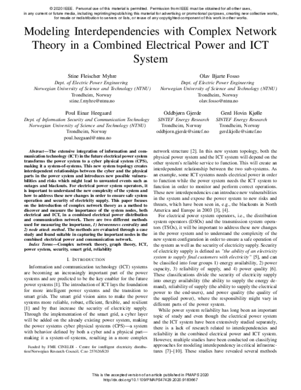 (PDF) Modeling Interdependencies with Complex Network Theory in a ...