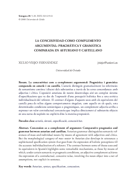 (PDF) La concesividad como complemento argumental: Prágmatica y ...