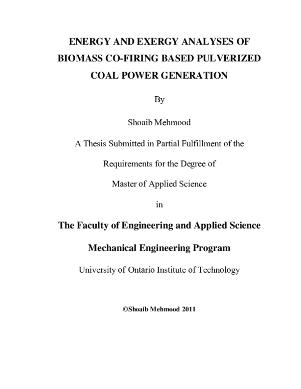 (PDF) Energy and Exergy Analyses of Biomass Co-Firing Based Pulverized ...
