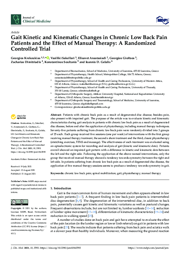 (PDF) Gait Kinetic and Kinematic Changes in Chronic Low Back Pain ...