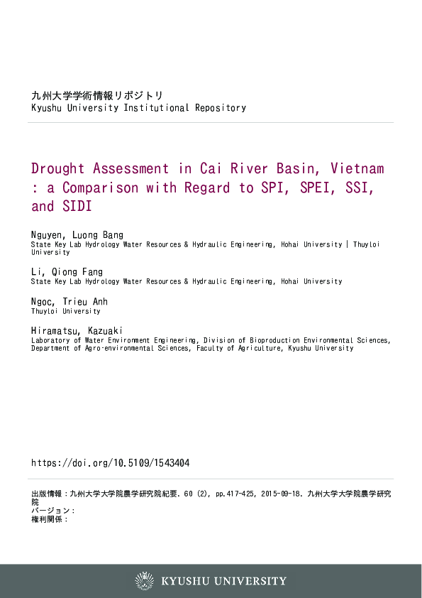 (PDF) Drought Assessment in Cai River Basin, Vietnam : a Comparison ...