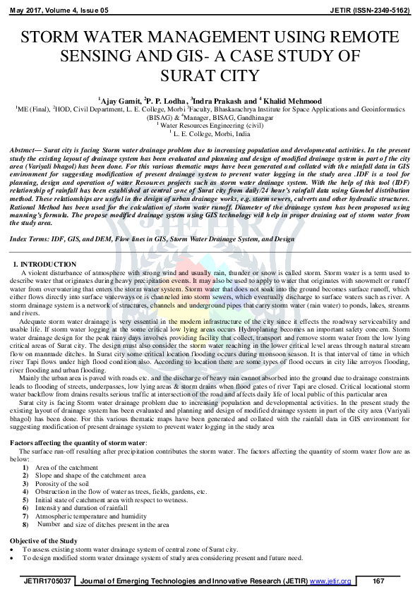 (PDF) Storm Water Management Using Remote Sensing and GIS- A Case Study ...