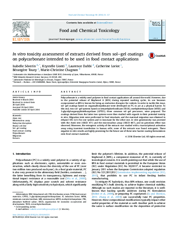 (PDF) In vitro toxicity assessment of extracts derived from sol–gel ...