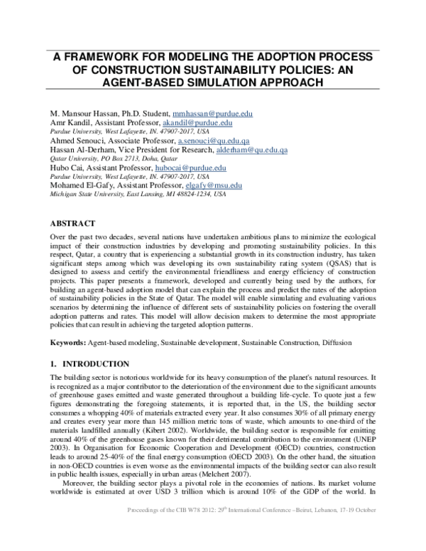 (PDF) A Framework for Modeling The Adoption Process of Construction ...
