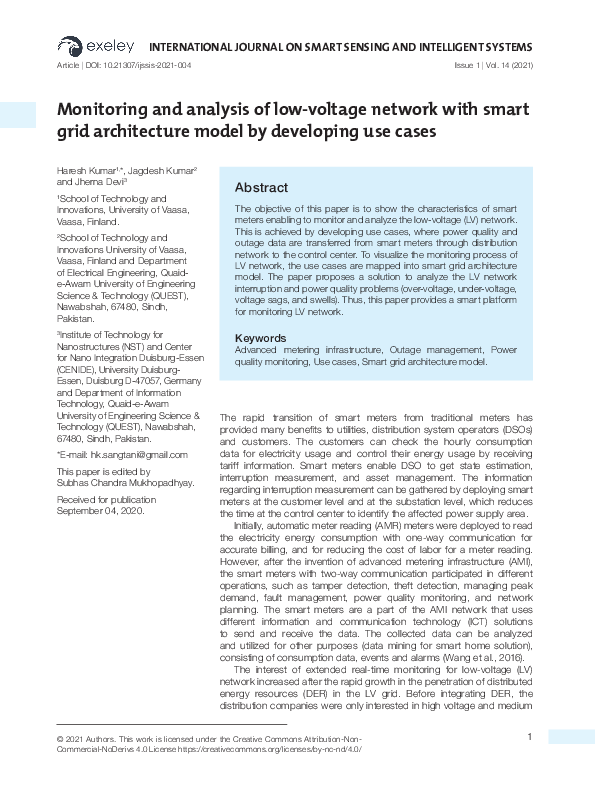 (PDF) Monitoring and analysis of low-voltage network with smart grid ...