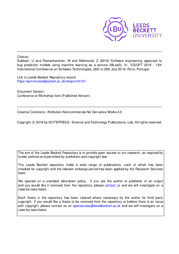 (PDF) Software Engineering Approach to Bug Prediction Models using ...