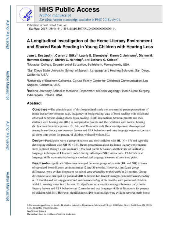 (PDF) A Longitudinal Investigation of the Home Literacy Environment and ...