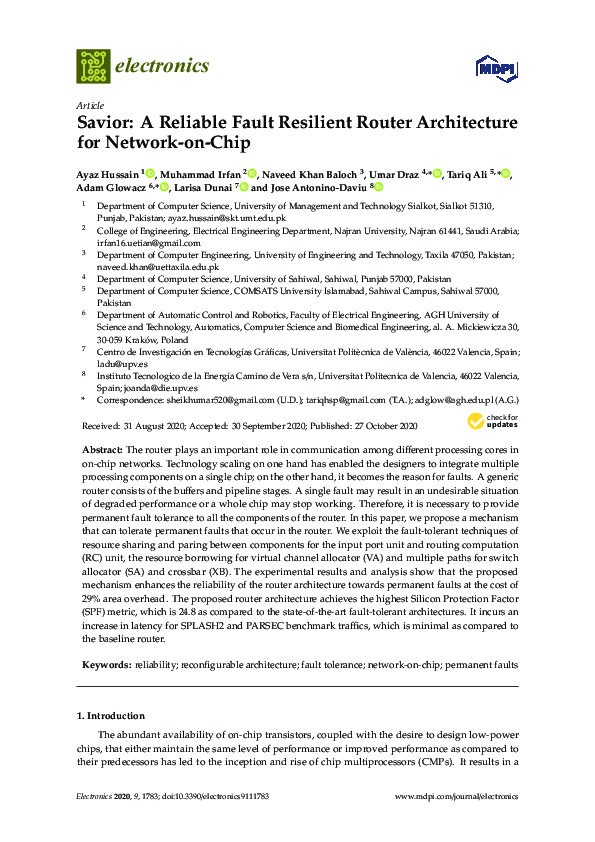 (PDF) Savior: A Reliable Fault Resilient Router Architecture for ...
