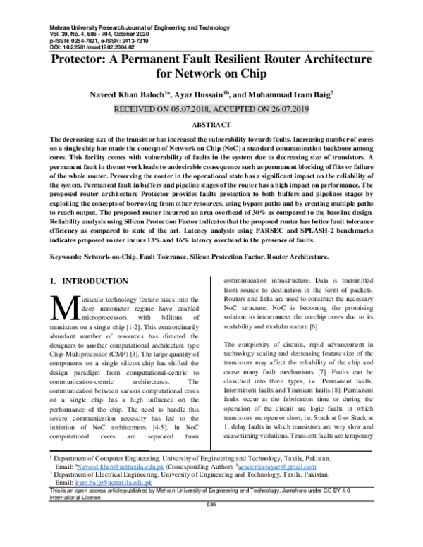 (PDF) Protector: A Permanent Fault Resilient Router Architecture for ...