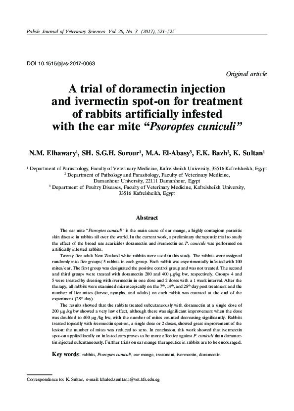 (PDF) A trial of doramectin injection and ivermectin spot-on for ...