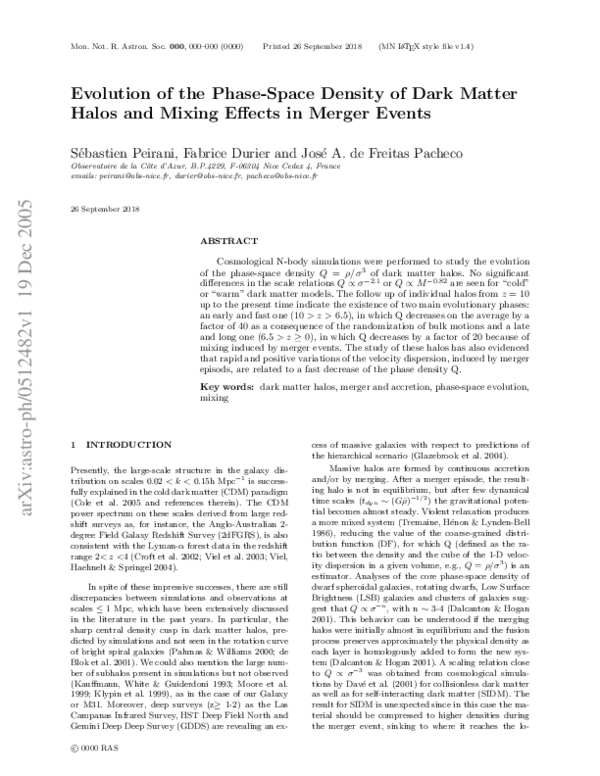 (PDF) Evolution of the Phase-Space Density of Dark Matter Halos and ...