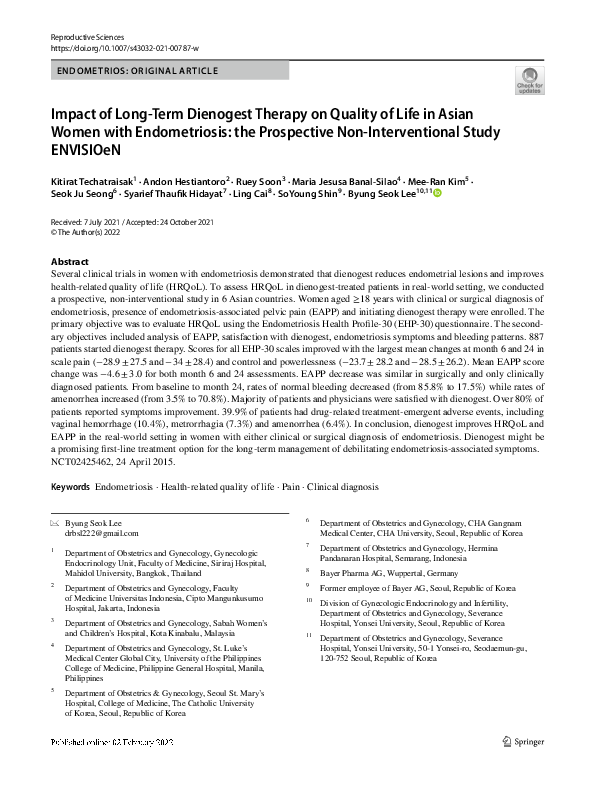 (PDF) Impact of Long-Term Dienogest Therapy on Quality of Life in Asian ...