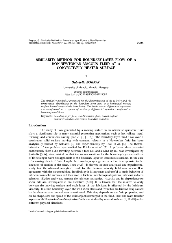 (PDF) Similarity method for boundary layer flow of a non-Newtonian ...