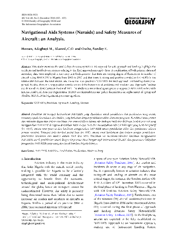 (PDF) Navigational Aids Systems (Navaids) and Safety Measures of ...