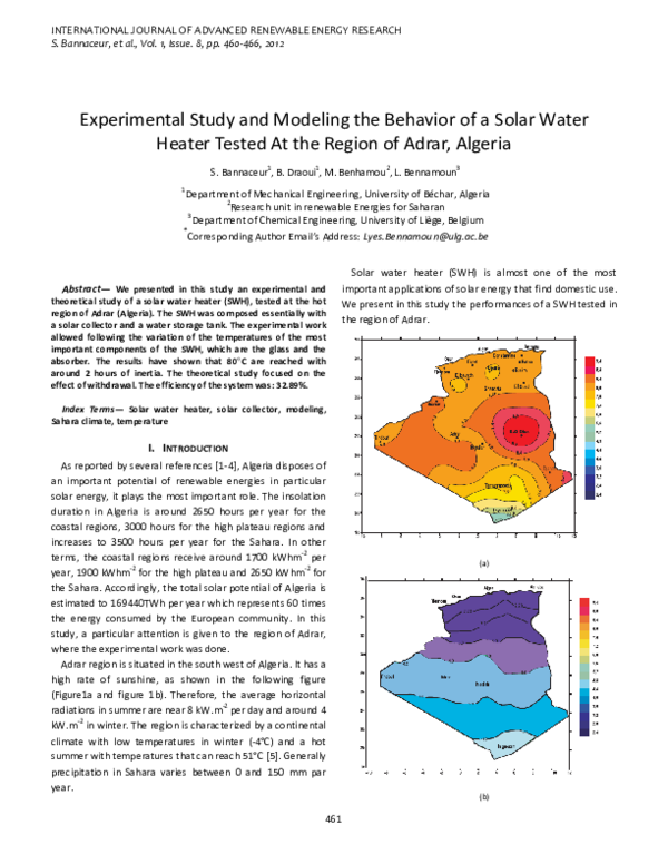 (PDF) Experimental Study and modeling the behavior of a solar water ...