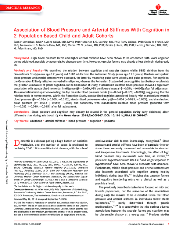 (PDF) Association of Blood Pressure and Arterial Stiffness With ...