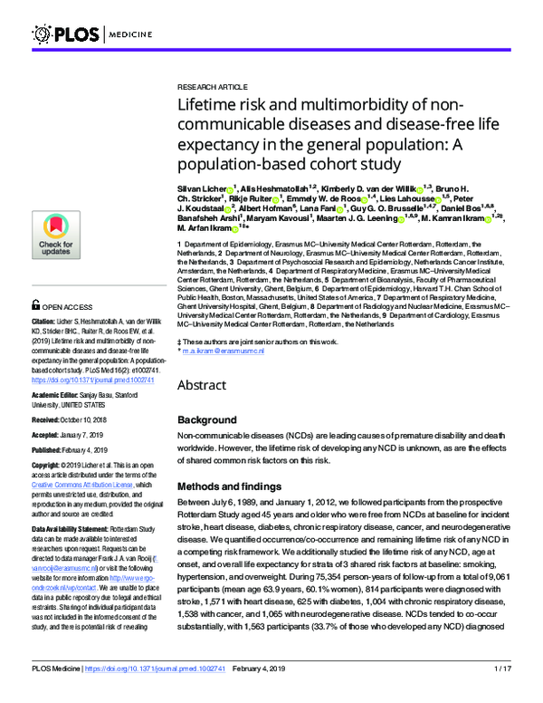 (PDF) Lifetime risk and multimorbidity of non-communicable diseases and ...