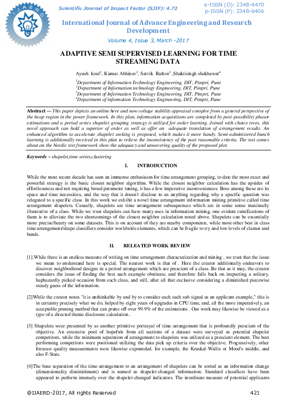 (PDF) Adaptive Semi Supervised Learning for Time Streaming Data