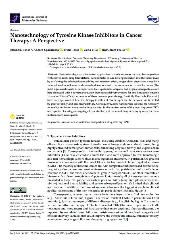 (PDF) Nanotechnology of Tyrosine Kinase Inhibitors in Cancer Therapy: A ...