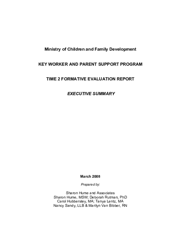 (PDF) What is the Key Worker and Parent Support program?