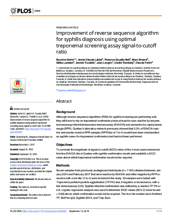 (PDF) Improvement of reverse sequence algorithm for syphilis diagnosis ...