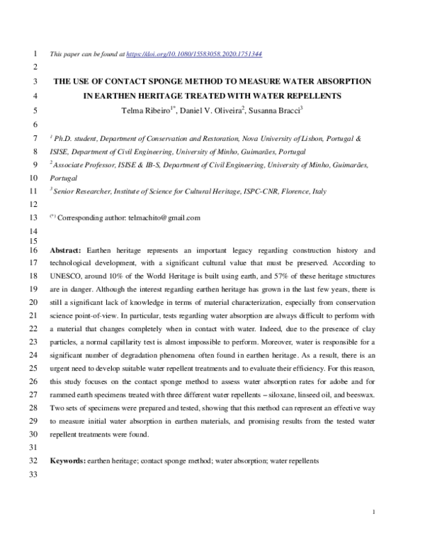 (PDF) The Use of Contact Sponge Method to Measure Water Absorption in ...