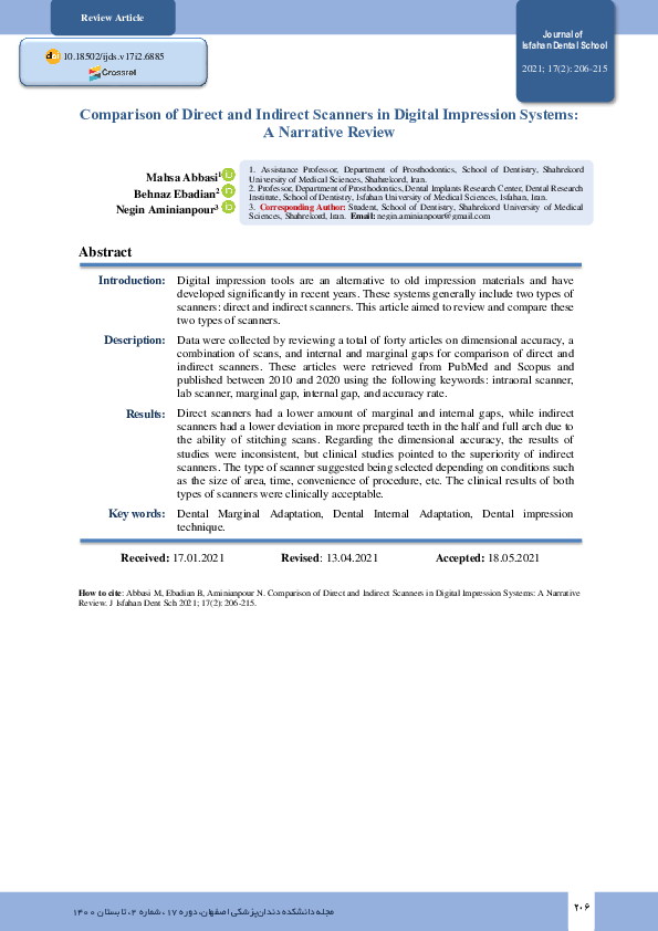 (PDF) Comparison of Direct and Indirect Scanners in Digital Impression ...
