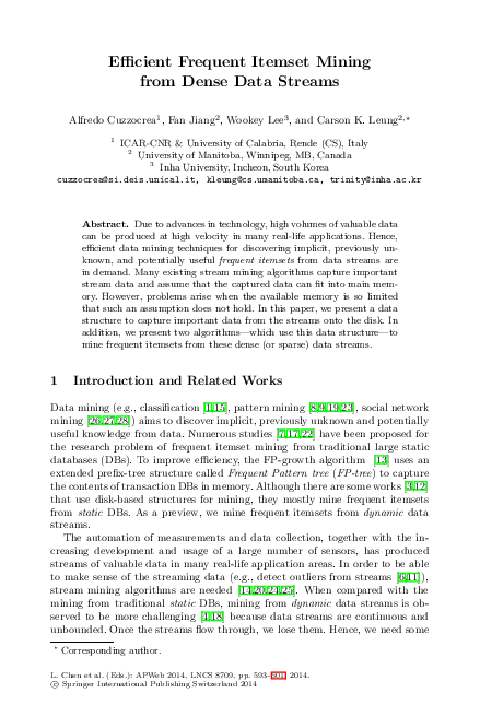 (PDF) Efficient Frequent Itemset Mining from Dense Data Streams