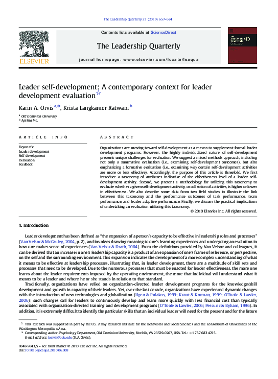 (PDF) Leader self-development: A contemporary context for leader ...