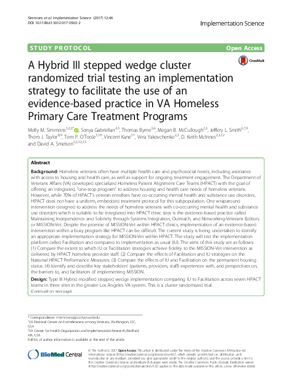 (PDF) A Hybrid III stepped wedge cluster randomized trial testing an ...