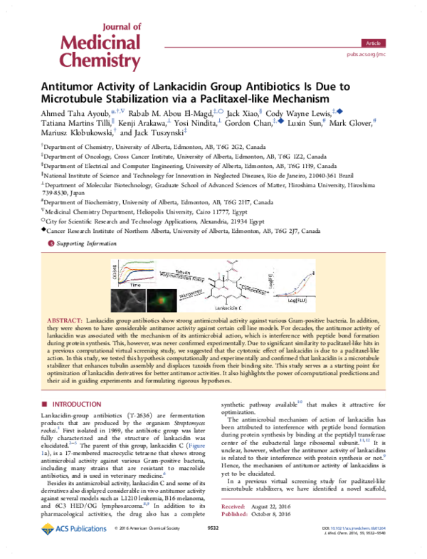 (PDF) Antitumor Activity of Lankacidin Group Antibiotics Is Due to ...