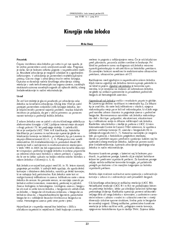 (PDF) Kirurgija raka želodca