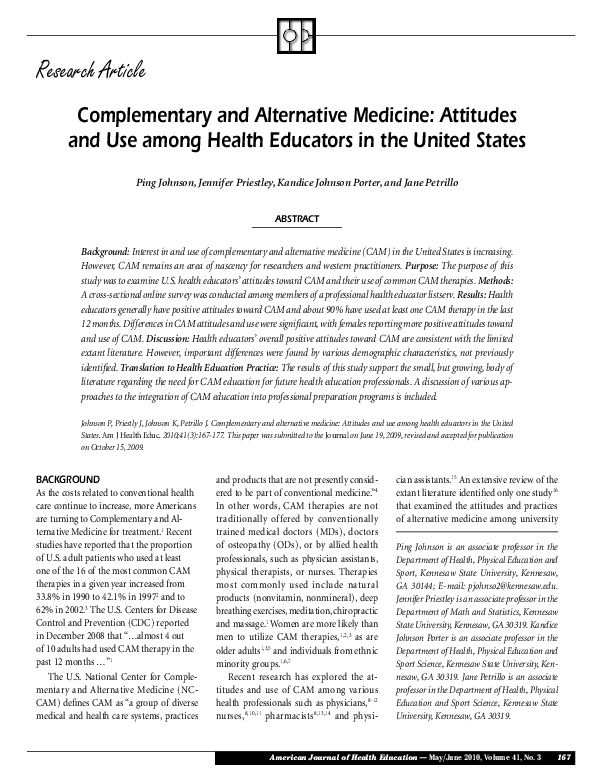 (PDF) Complementary and Alternative Medicine