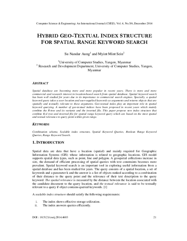 (PDF) Hybrid Geo-Textual Index Structure for Spatial Range Keyword Search