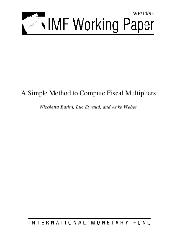 (PDF) IMF Working Paper Fiscal Affairs Department A Simple Method to ...
