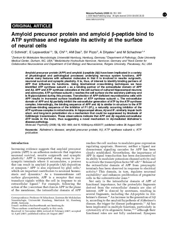 (PDF) Amyloid precursor protein and amyloid β-peptide bind to ATP ...