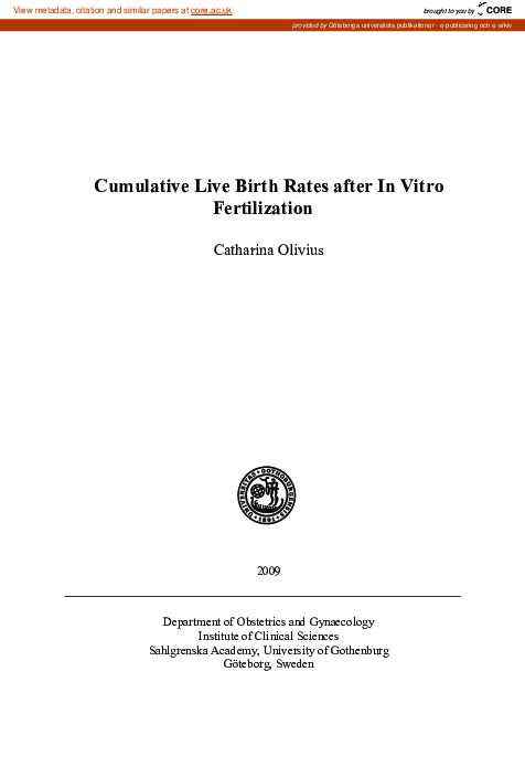 (PDF) Cumulative Live-birth Rates after In Vitro Fertilization