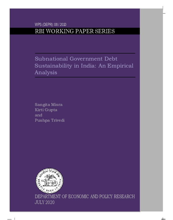 (PDF) Sub-national government debt sustainability in India: an ...