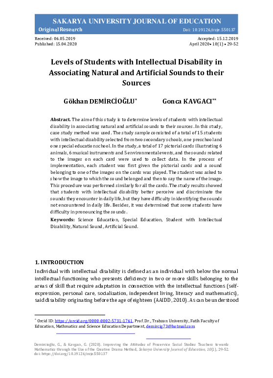 (PDF) Levels of Students with Intellectual Disability in Associating ...